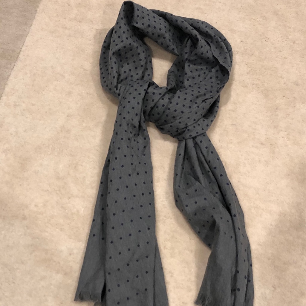 Banana Republic Scarf - Grey With Blue Polka Dots